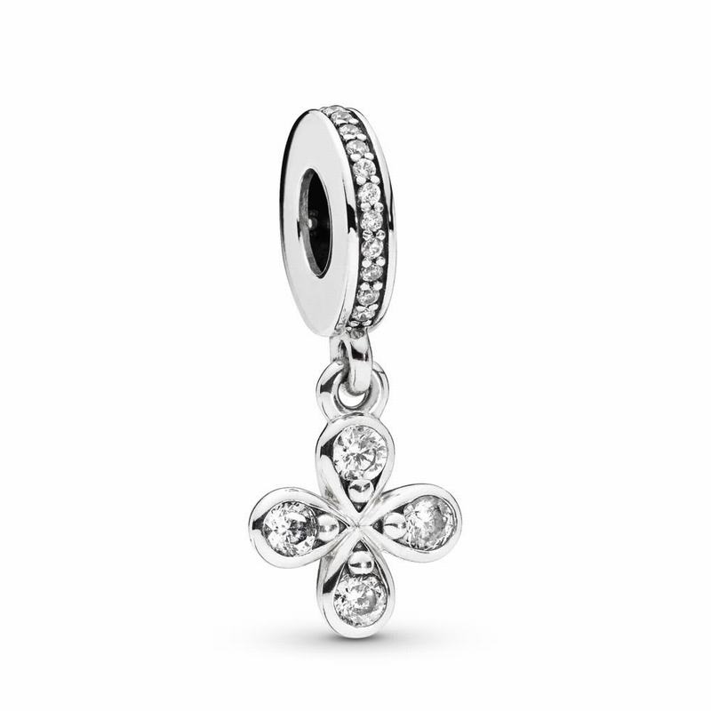 Pandora Australia Four-Petal Flower Dangle Charm - Sterling Silver | WRAPQS302